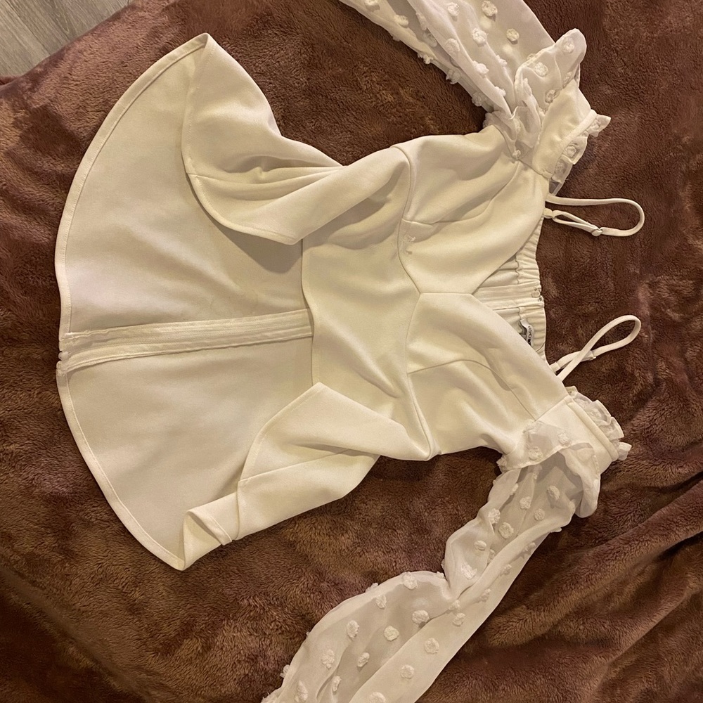Fashion Nova long sleeve crop with sheer arms size Small